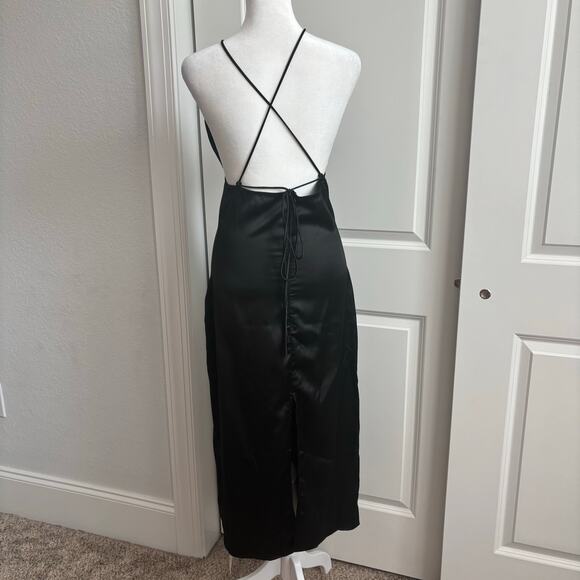 NWT Bella Barnett Women’s Black Slip Dress L Formal Wedding Guest Black Tie Sexy - Picture 2 of 12